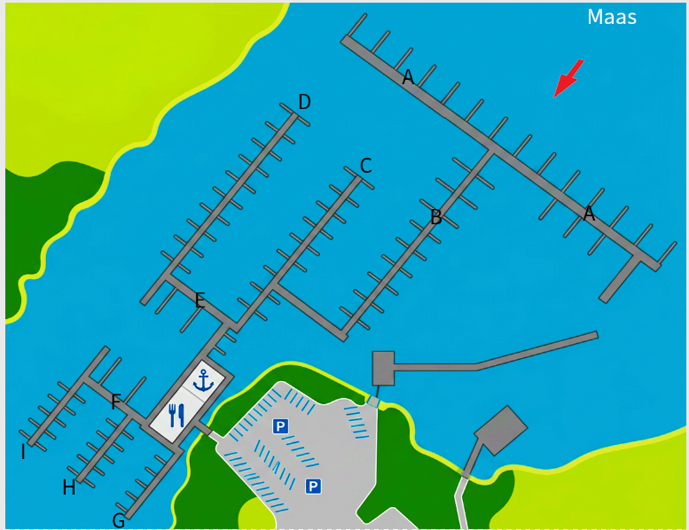 Plattegrond van de jachthaven